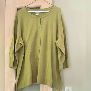 CJ Banks Olive Button-Up Sweater